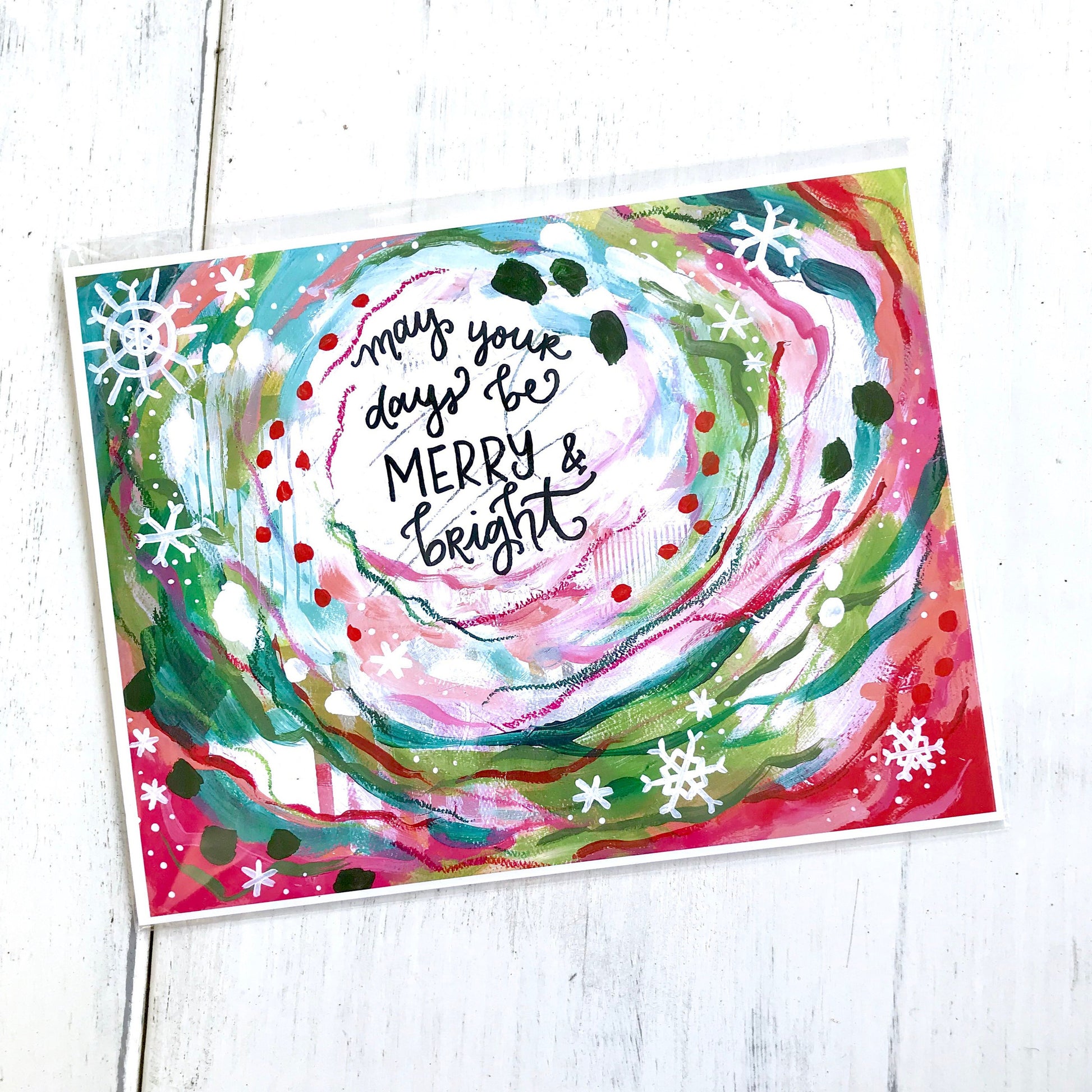 May your days be Merry and Bright / 11 x 8.5 inch inspirational art print / Christmas decorations / Holiday home decor / colorful art gift - Bethany Joy Art
