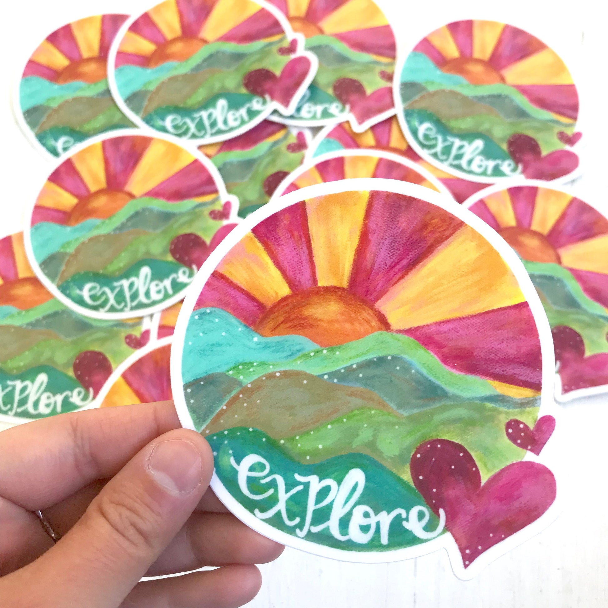 Explore Sticker / Mountains Sticker / Water Bottle Sticker / Bumper Sticker / Laptop Sticker / Adventure Art - Bethany Joy Art