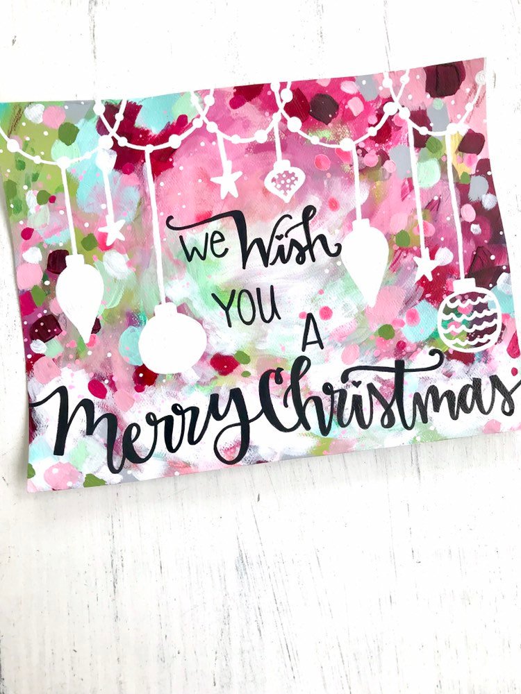 Christmas Art Print: "We Wish you a Merry Christmas" 8.5x11 inch Art Print / Colorful Christmas Wall Decor / Holiday Art / Christmas Gift - Bethany Joy Art