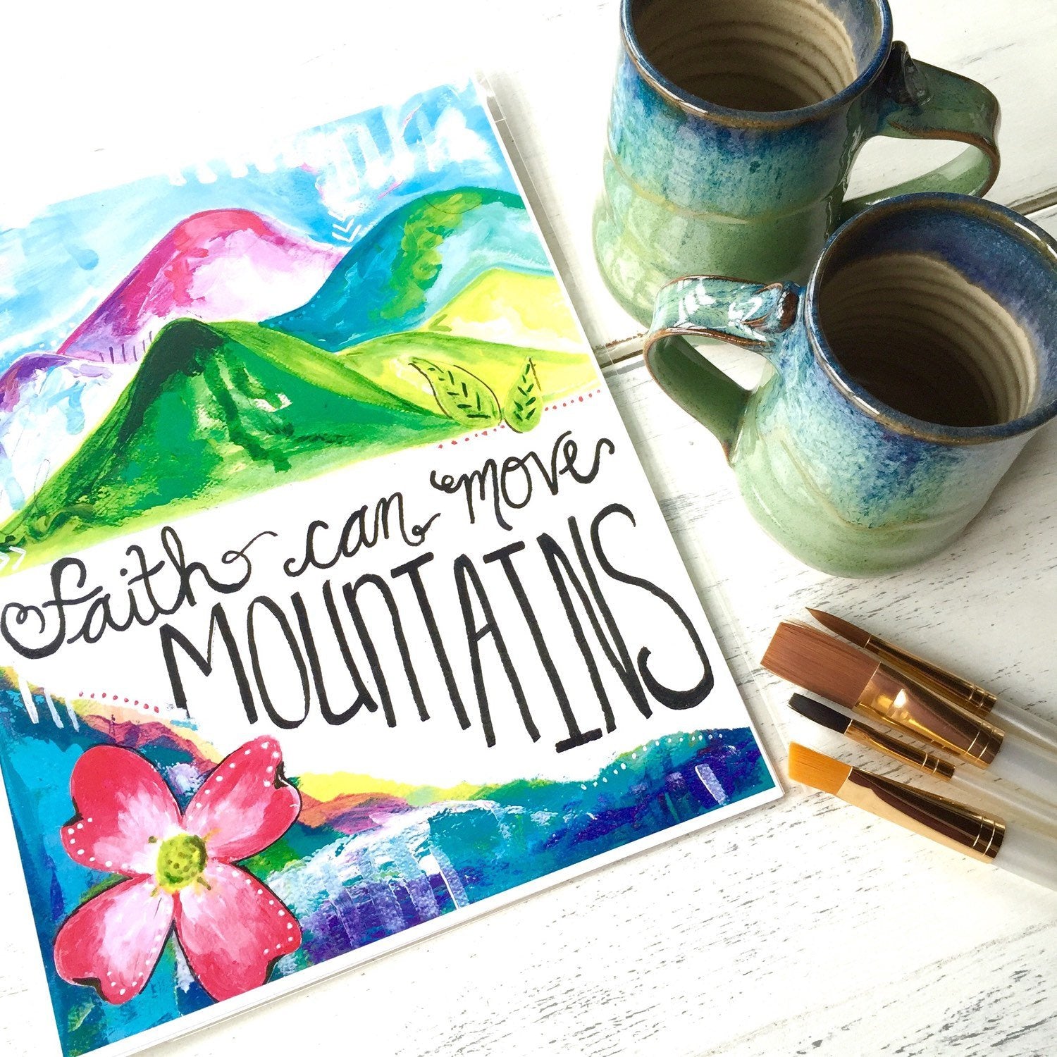 Inspirational Art - "Faith Can Move Mountains" - 8.5x11 Print - Bethany Joy Art