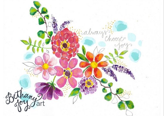 Floral Mixed Media Art: "Always Choose Joy" 8.5x11 inch print - Bethany Joy Art