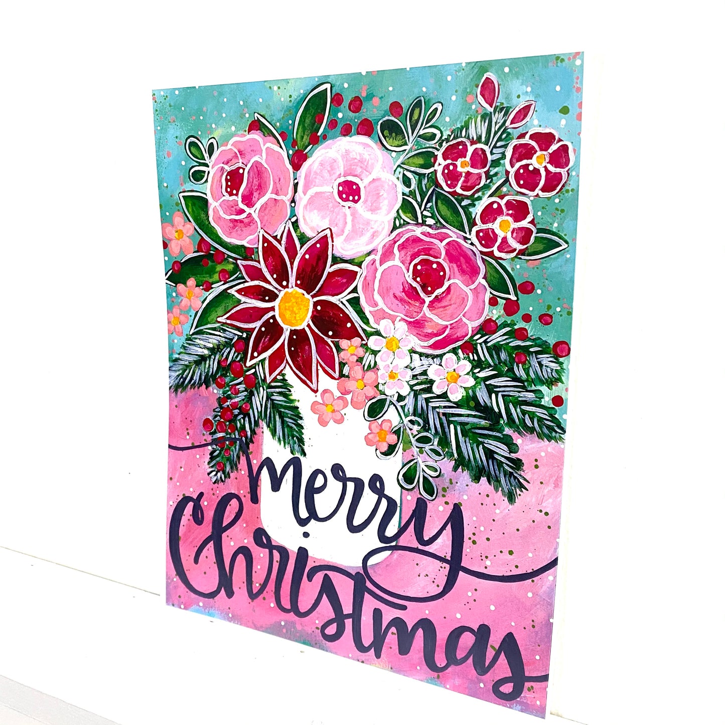 Merry Christmas Floral Bethany Joy Art Print
