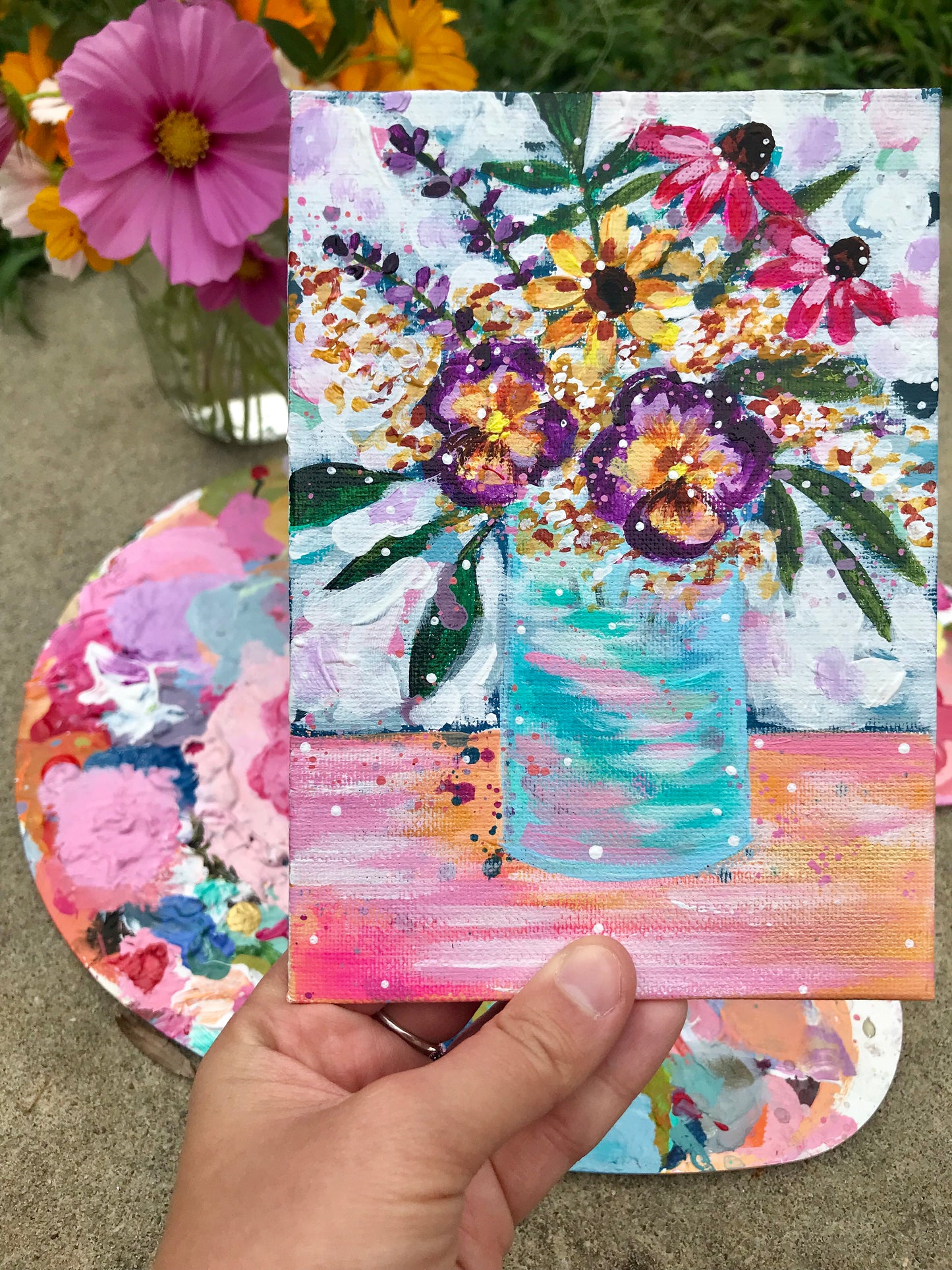 August Daily Painting Day 30 “Meet Me for Brunch" 5x7 inch Floral Original - Bethany Joy Art