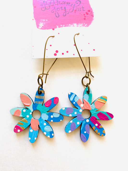 Colorful, Hand Painted Flower Earrings 40