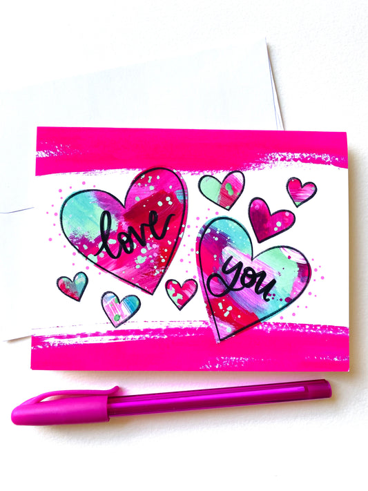 "Love You" Valentine Card with Envelope