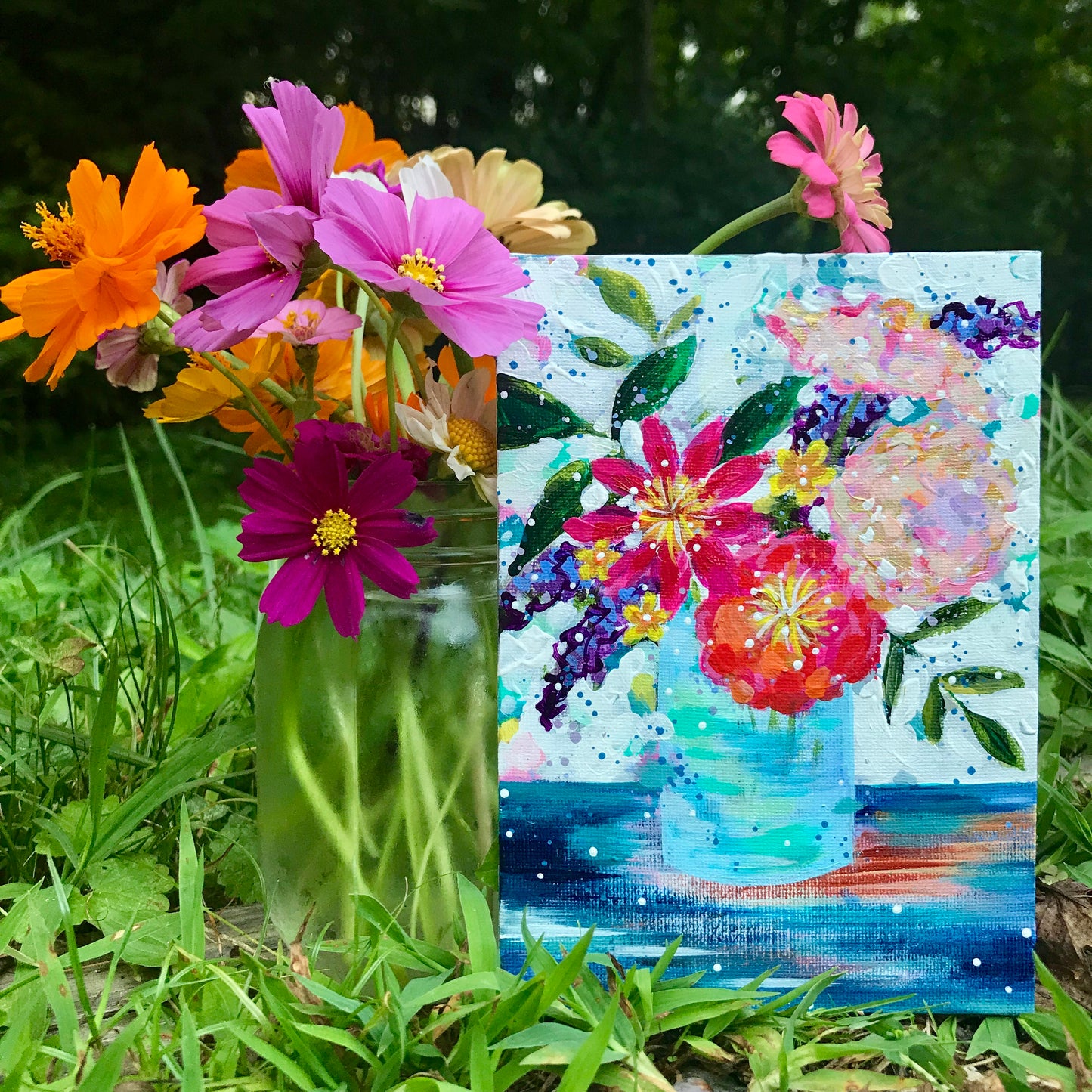 August Daily Painting Day 17 “Golden Seaside Bouquet" 5x7 inch Floral Original - Bethany Joy Art