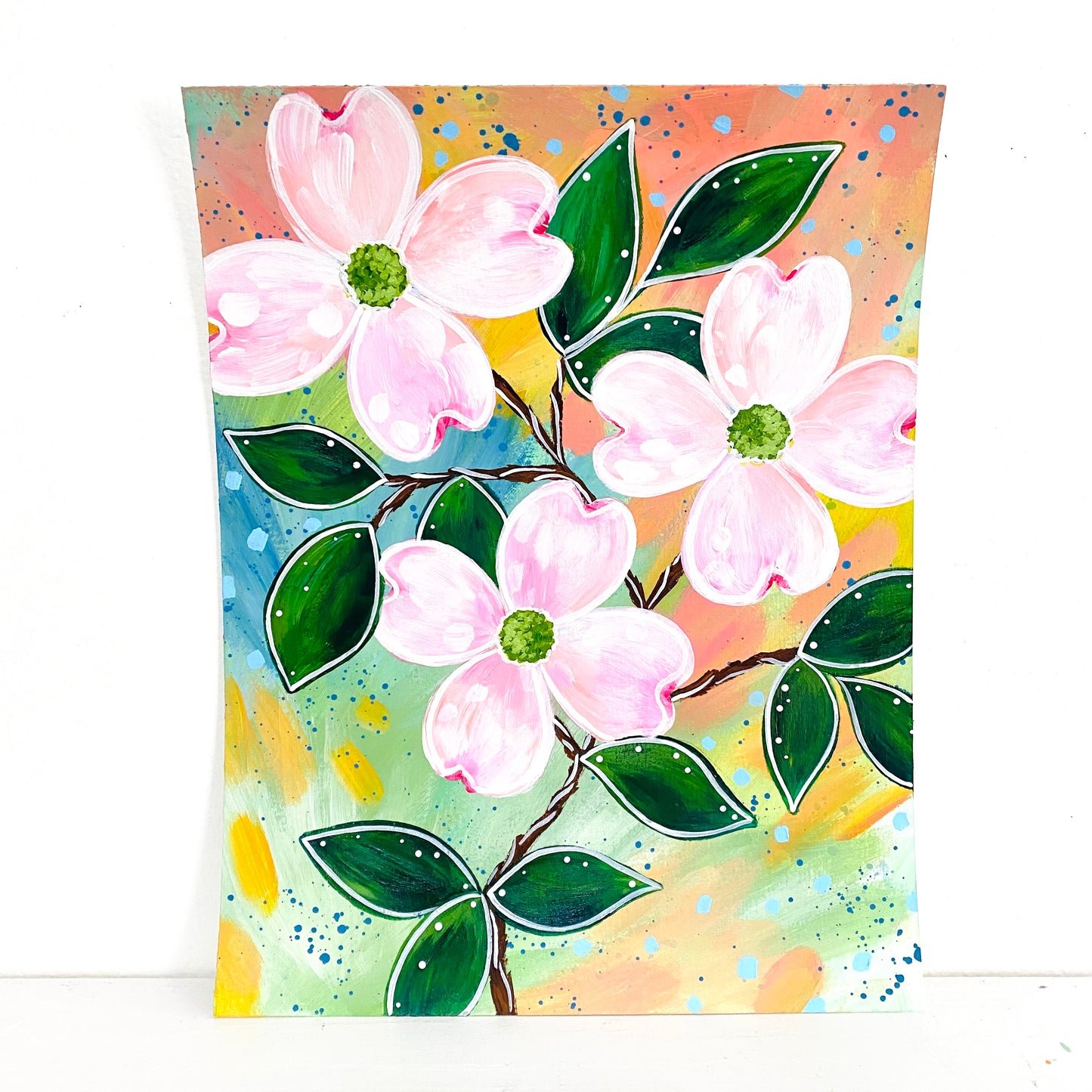 February Flowers Day 23 Dogwood 8.5x11 inch original painting