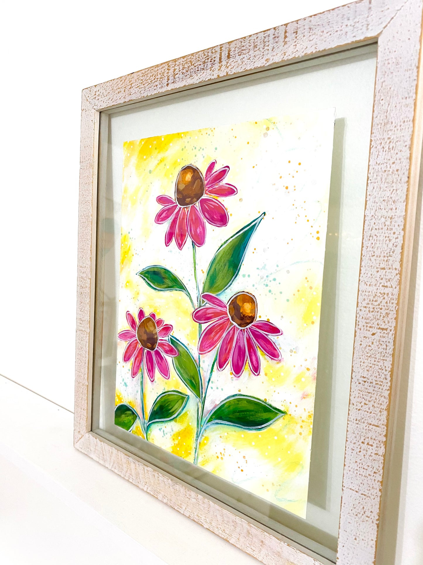 February Flowers Day 3 Echinacea 8.5x11 inch original painting