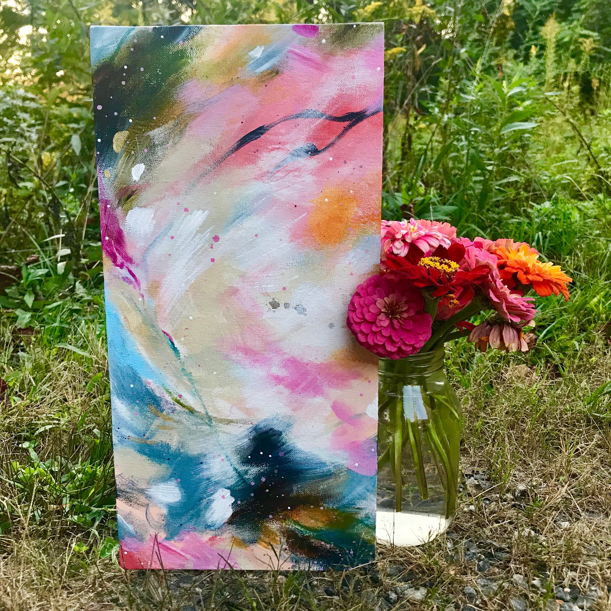 Abstract Original Painting "Love You More" 8x16 inch Canvas Panel - Bethany Joy Art