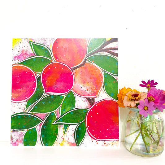 Peaches 8x8 inch art print Cute Fruits Print Collection