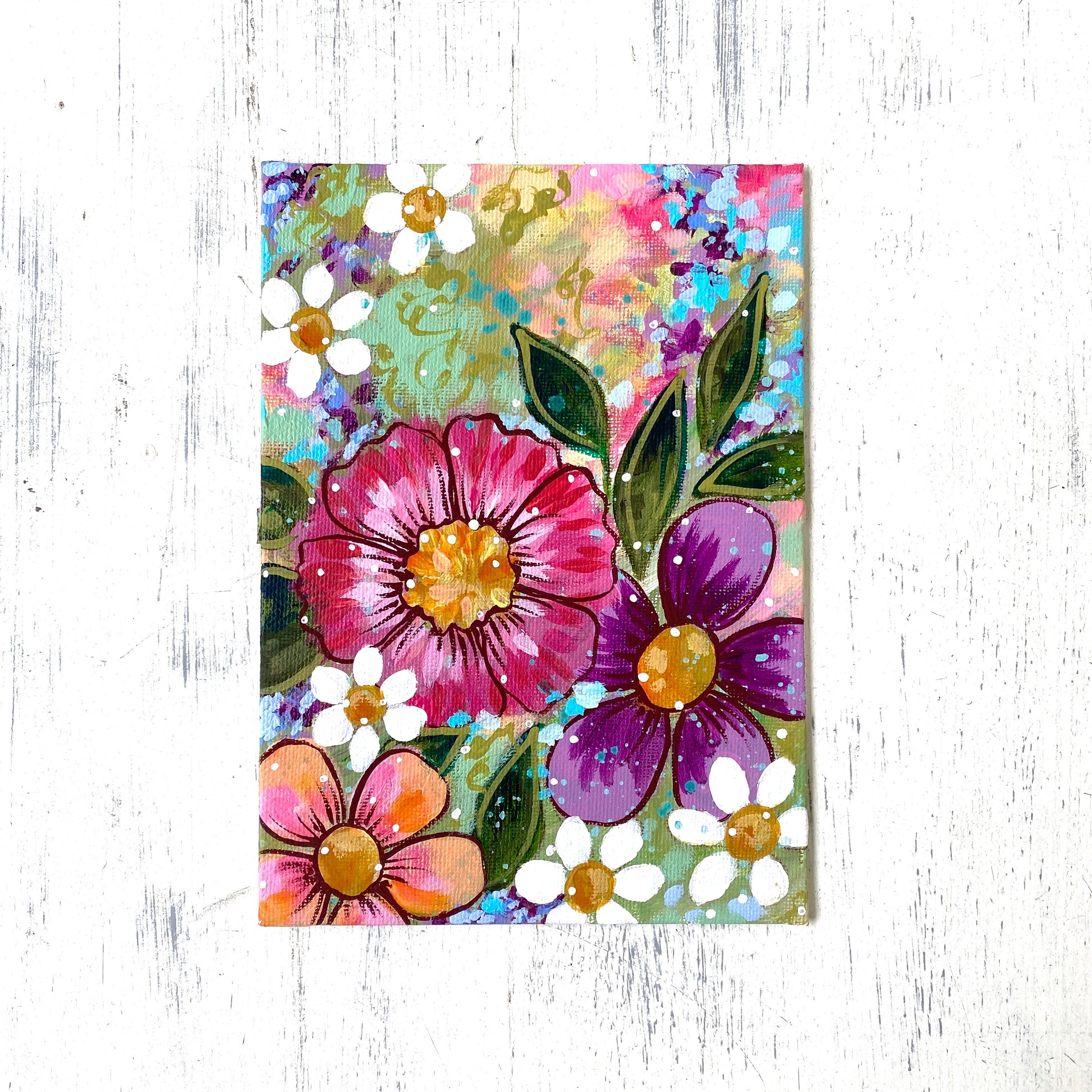January Daily Painting Day 4 “Grow a Happy Life” 5x7 inch Floral Original - Bethany Joy Art