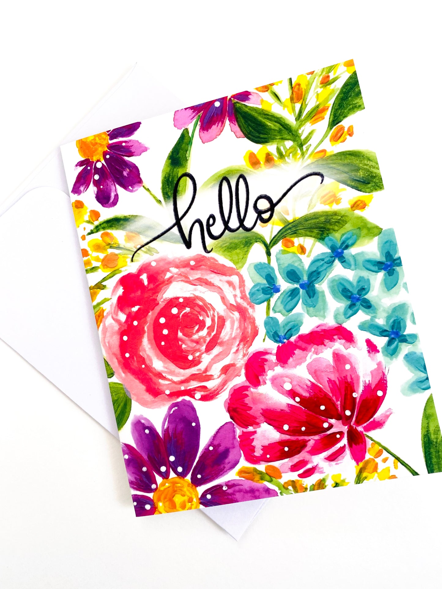 “Hello" Floral Card with Envelope