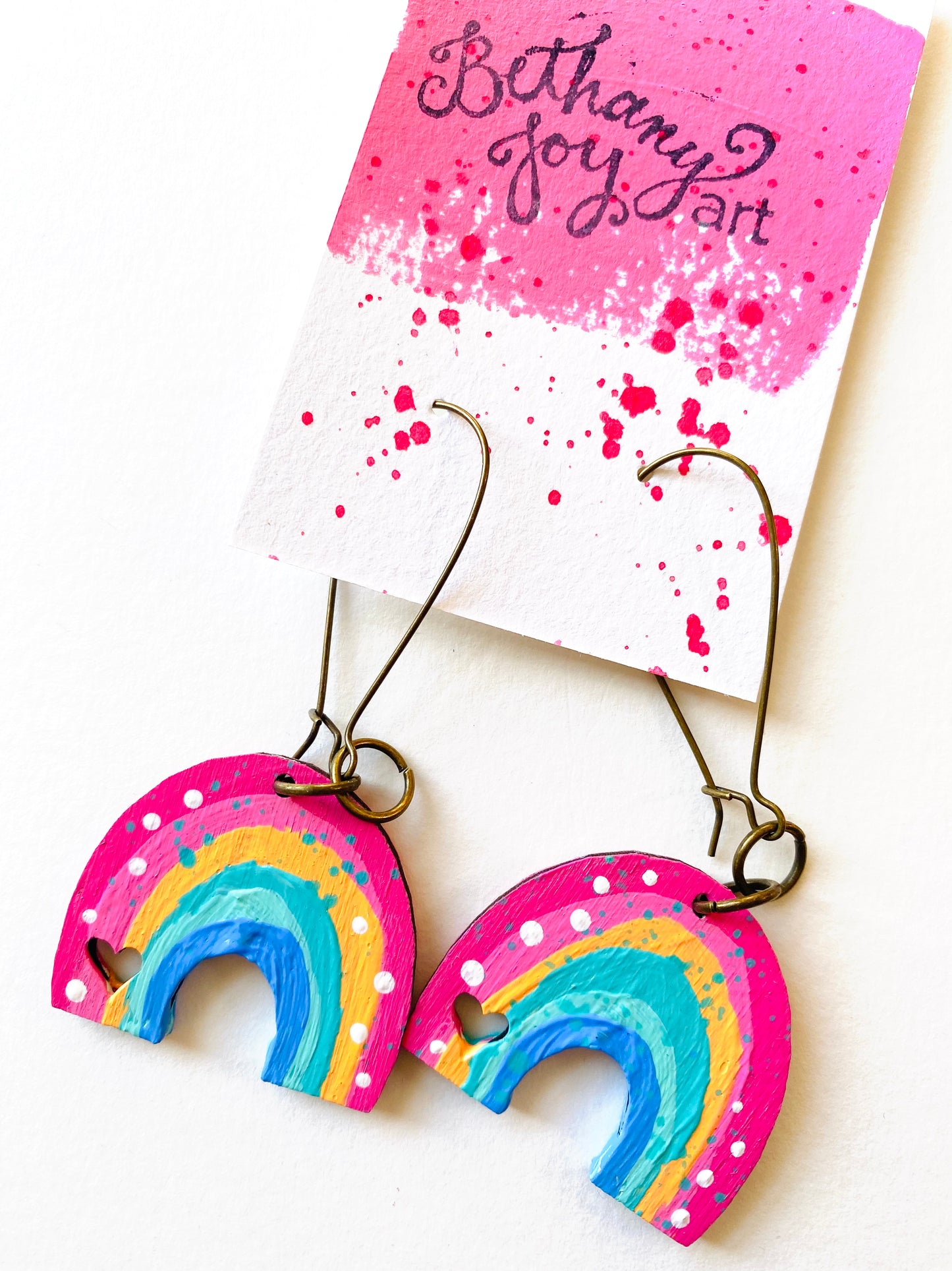 Colorful, Hand Painted, Rainbow Shaped Earrings Color Palette 3
