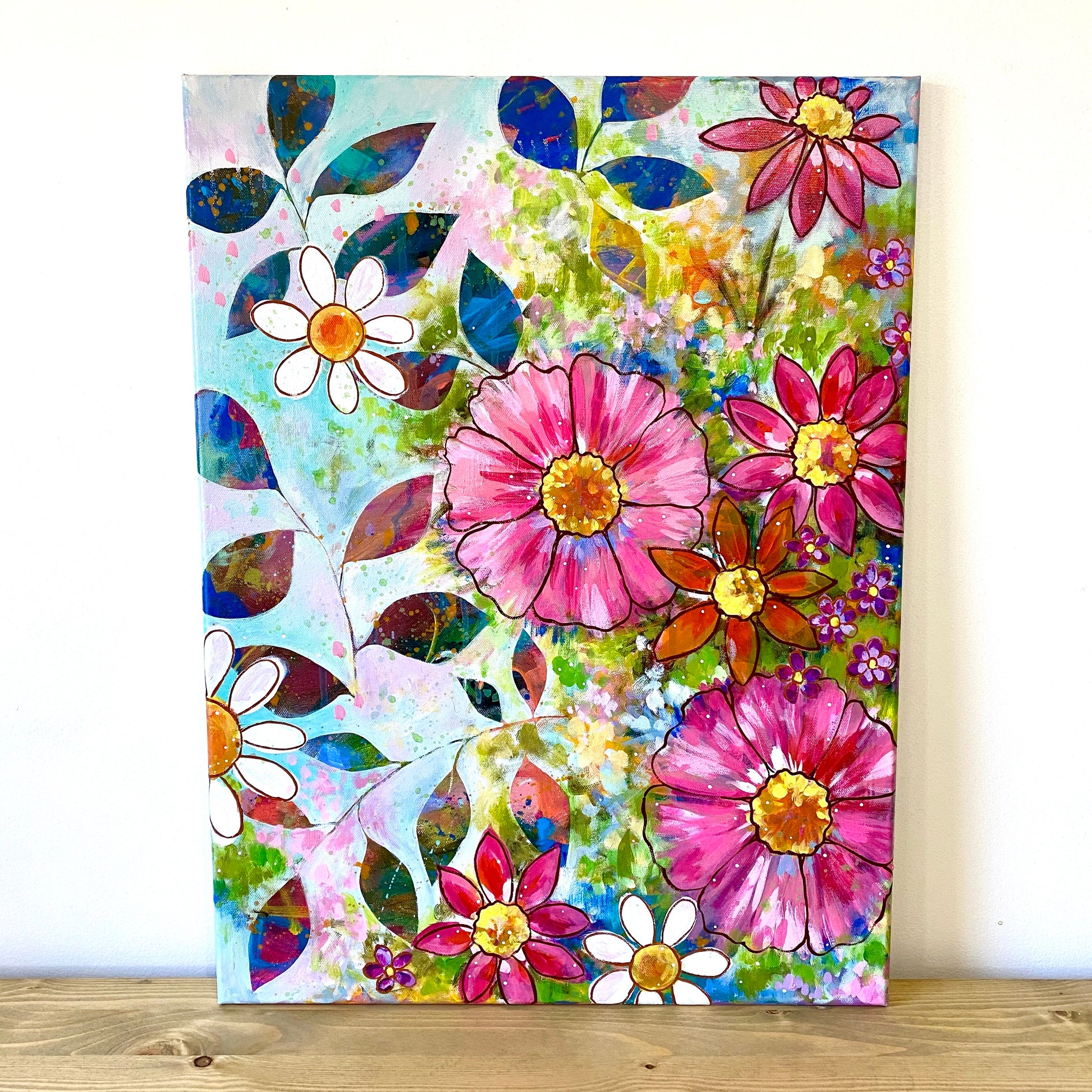 "Sunshine and Fresh Air" Floral Original Painting on 24x20 inch canvas - Bethany Joy Art