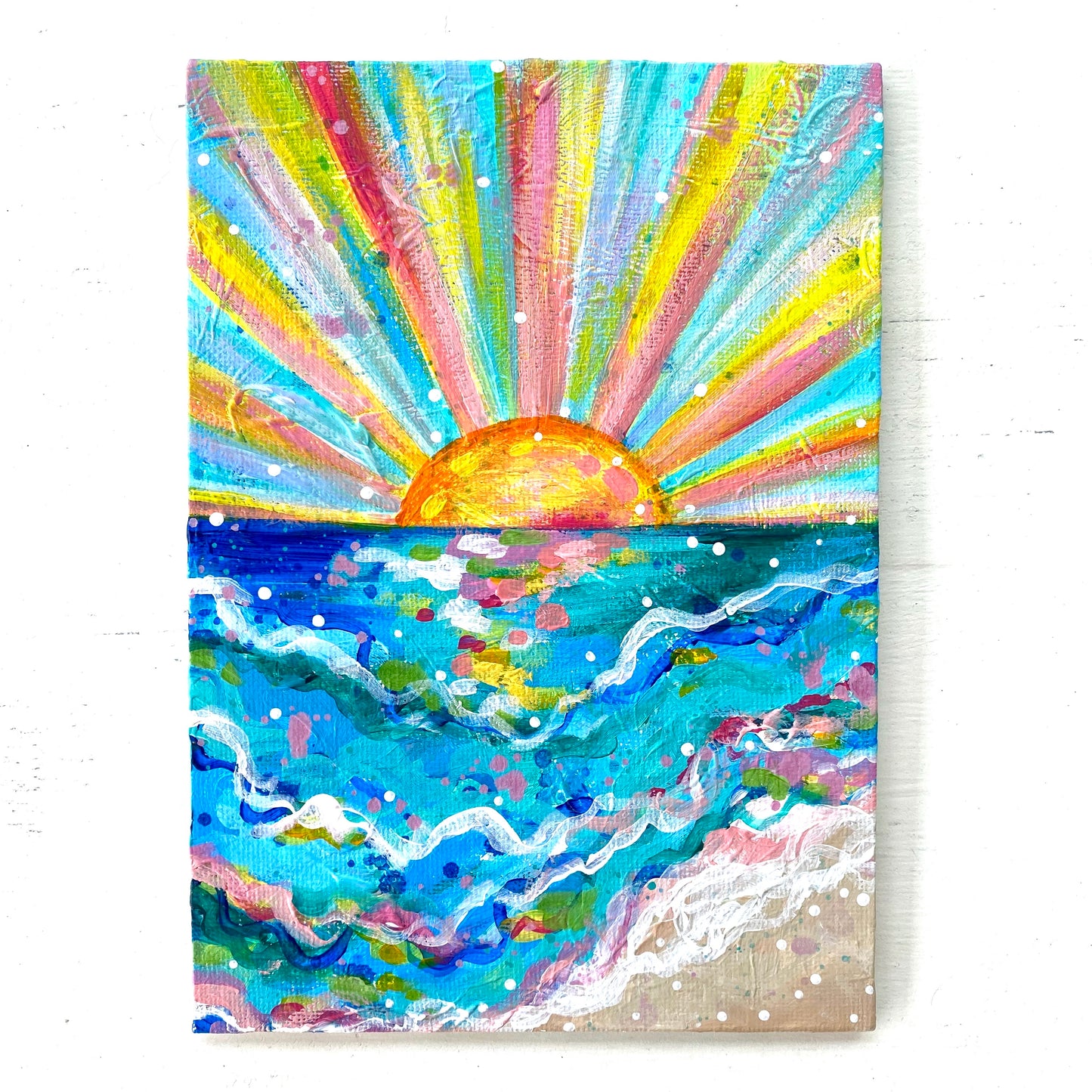 August 2020 Daily Painting Day 3 “Sun Rays for Days” 5x7 inch original