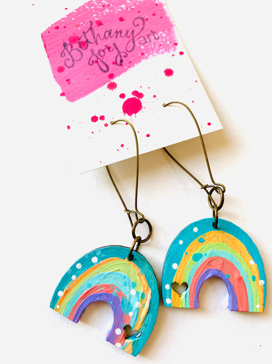 Colorful, Hand Painted, Rainbow Shaped Earrings Color Palette 2