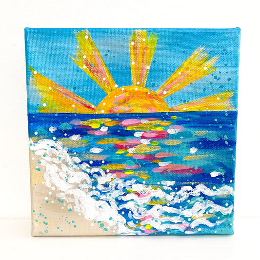 "Shine" 6x6 inch Original Coastal Inspired Painting on Canvas with painted sides