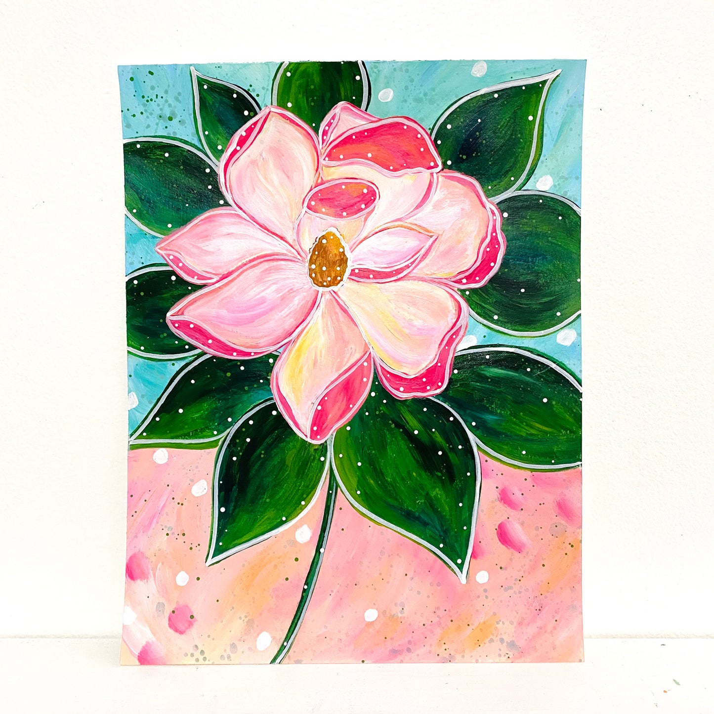 February Flowers Day 10 Magnolia 8.5x11 inch original painting