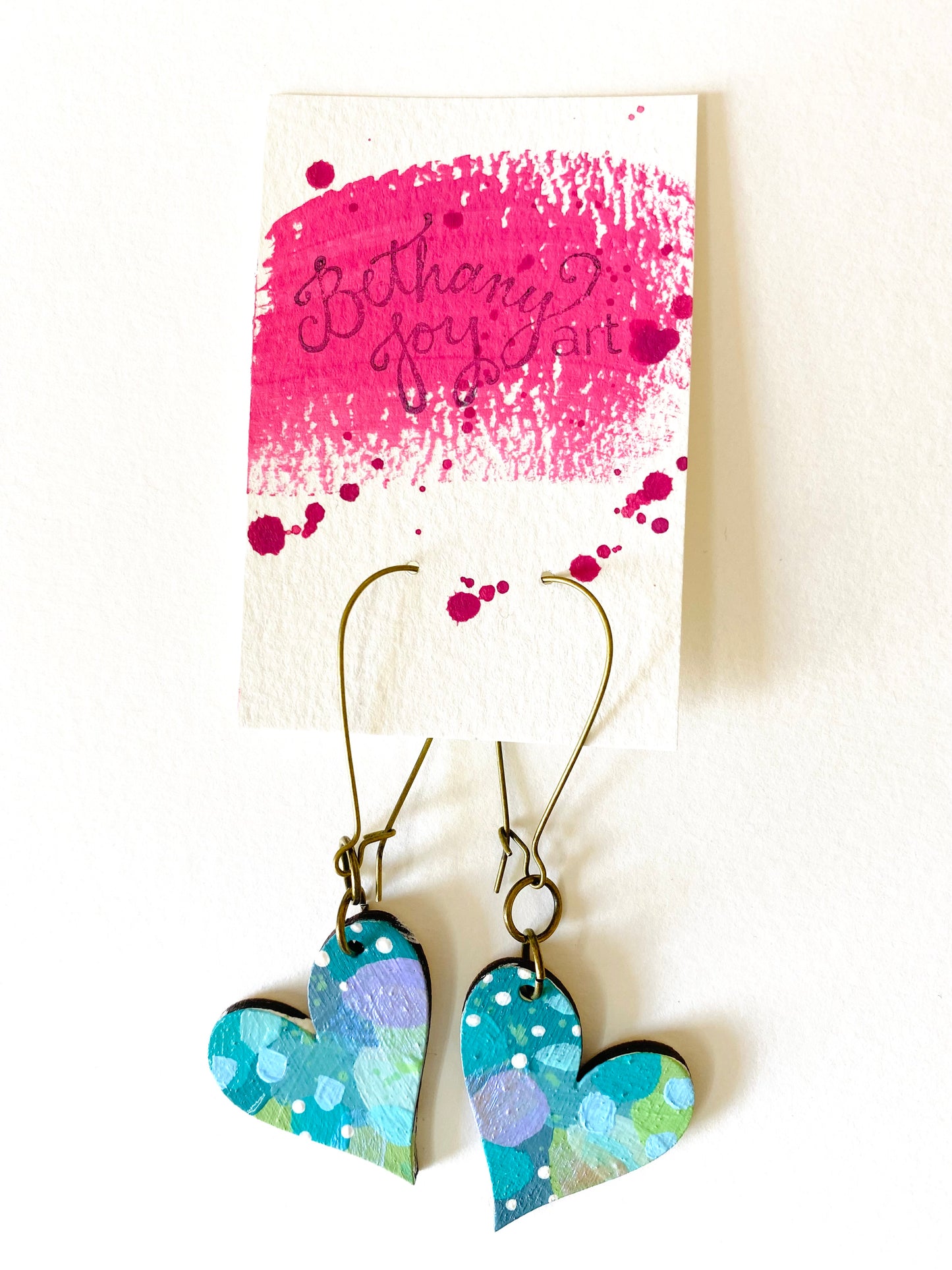 Colorful, Hand Painted, Heart Shaped Earrings 98