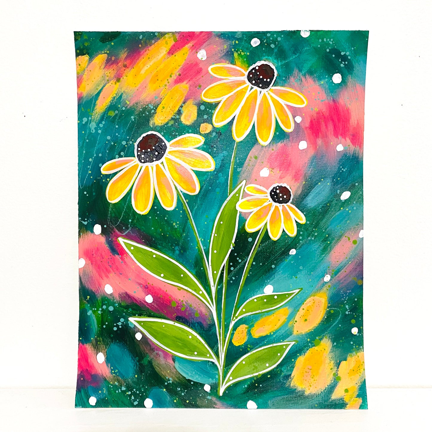February Flowers Day 26 Black-Eyed Susan 8.5x11 inch original painting