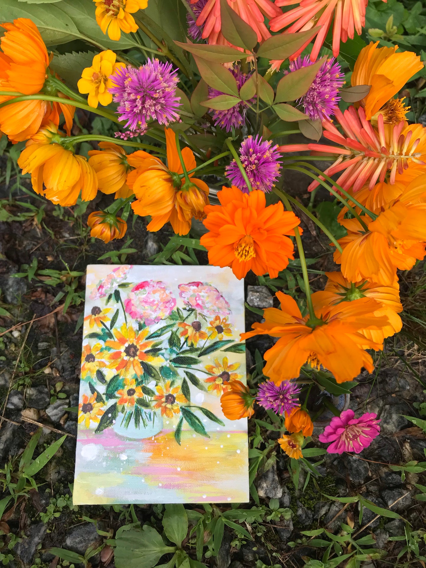 August Daily Painting Day 10 “Be The Sunshine" 5x7 inch Floral Original - Bethany Joy Art
