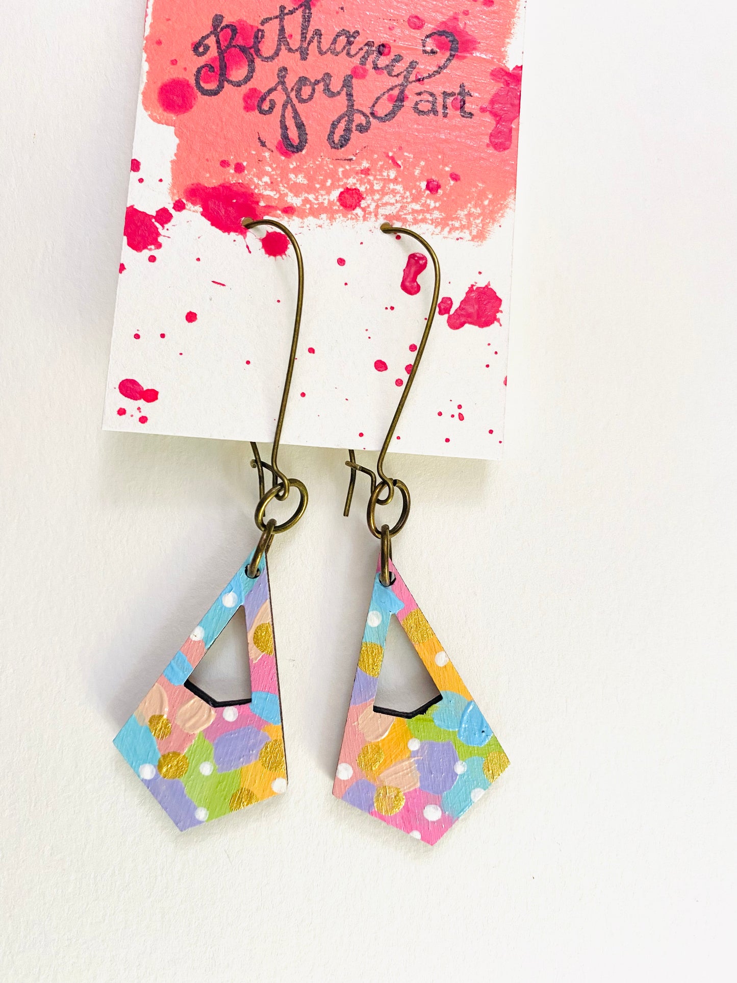 Colorful, Hand Painted, Geometric Shaped Earrings 5