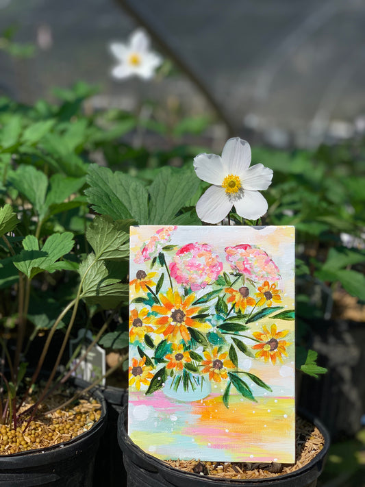 August Daily Painting Day 10 “Be The Sunshine" 5x7 inch Floral Original - Bethany Joy Art