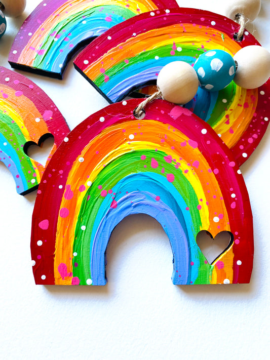 Hand Painted Rainbow Christmas Ornament Color Option 3