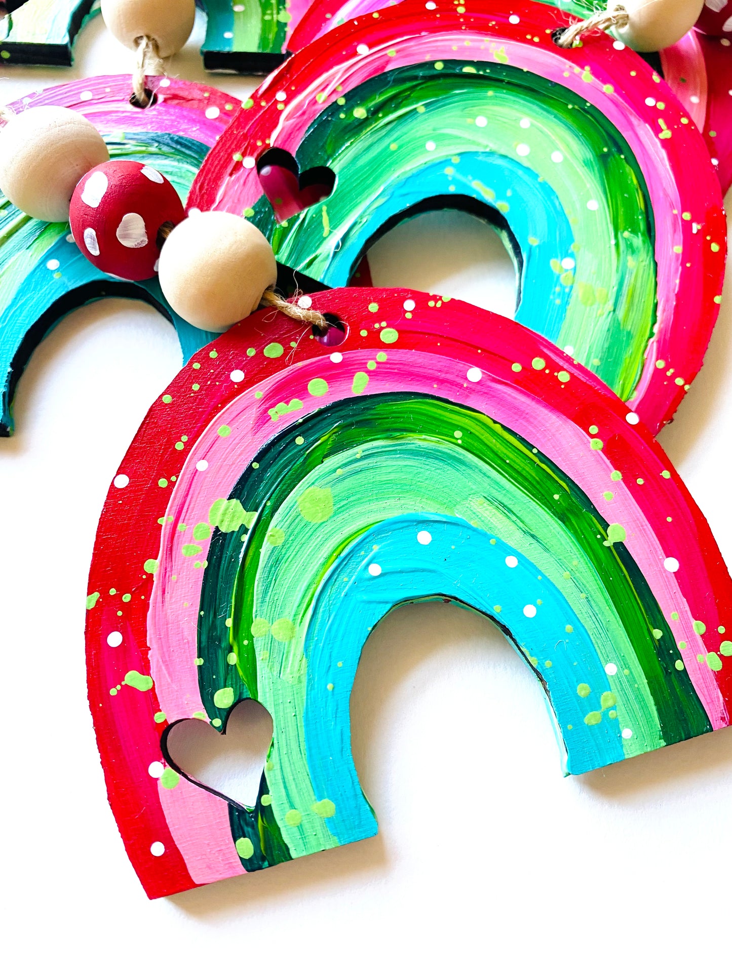 Hand Painted Rainbow Christmas Ornament Color Option 4