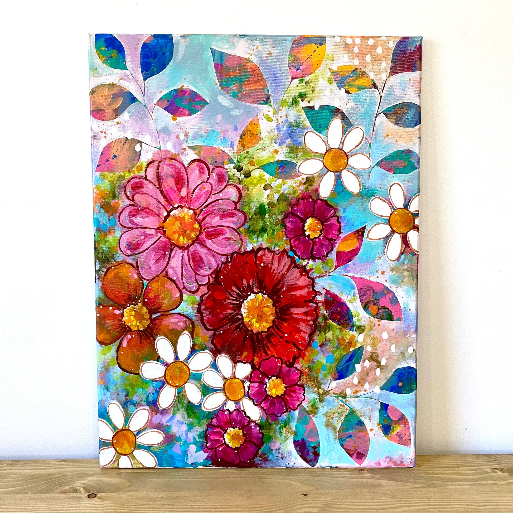 "All the Dreams in Your Heart" Floral Original Painting on 24x20 inch canvas - Bethany Joy Art