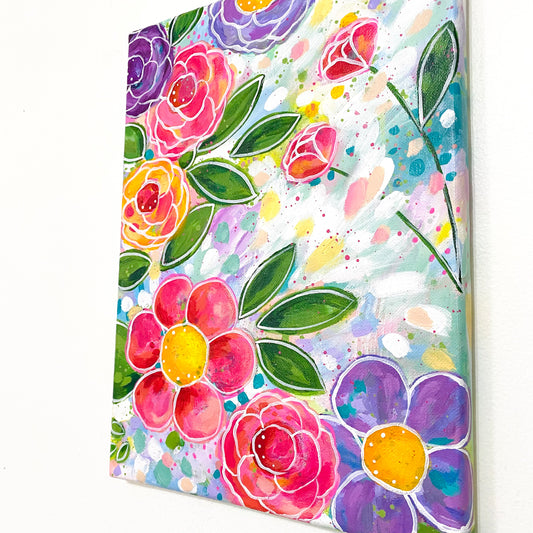 New Spring Floral Mixed Media Painting on 10x10 inch canvas – Bethany Joy  Art