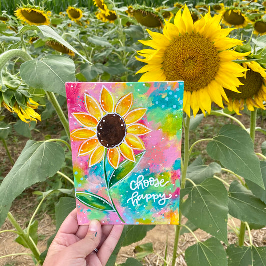 August 2020 Daily Painting Day 4 “The Happiest Sunflower” 5x7 inch original