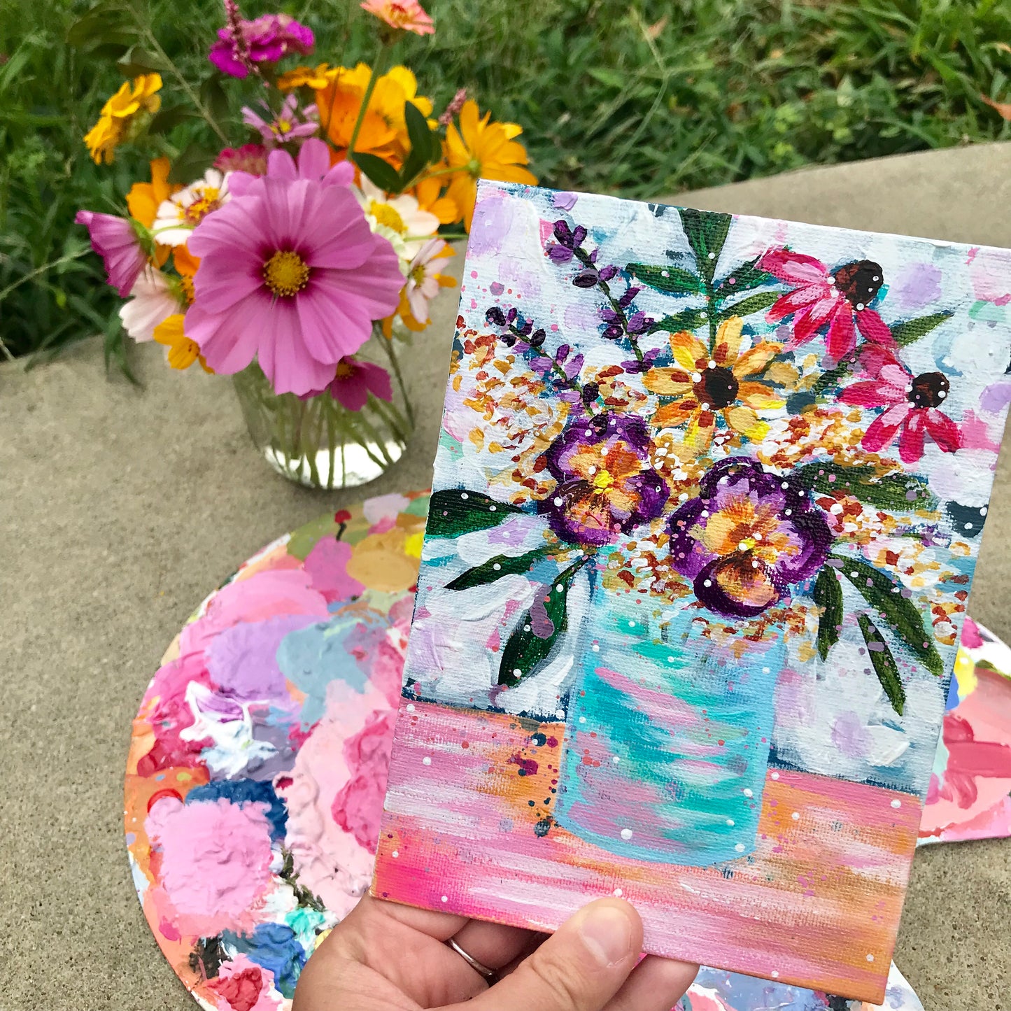 August Daily Painting Day 30 “Meet Me for Brunch" 5x7 inch Floral Original - Bethany Joy Art