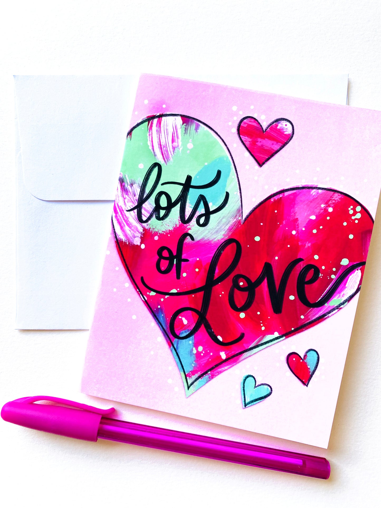 "Lots of Love" Valentine Card with Envelope