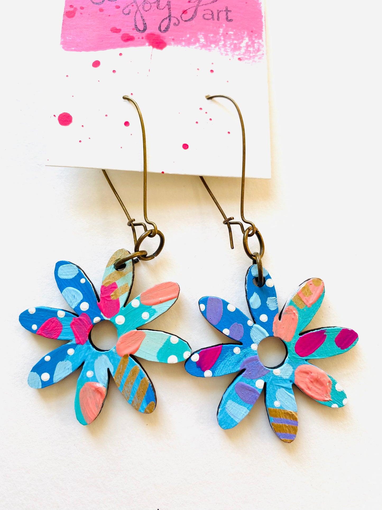 Colorful, Hand Painted Flower Earrings 39
