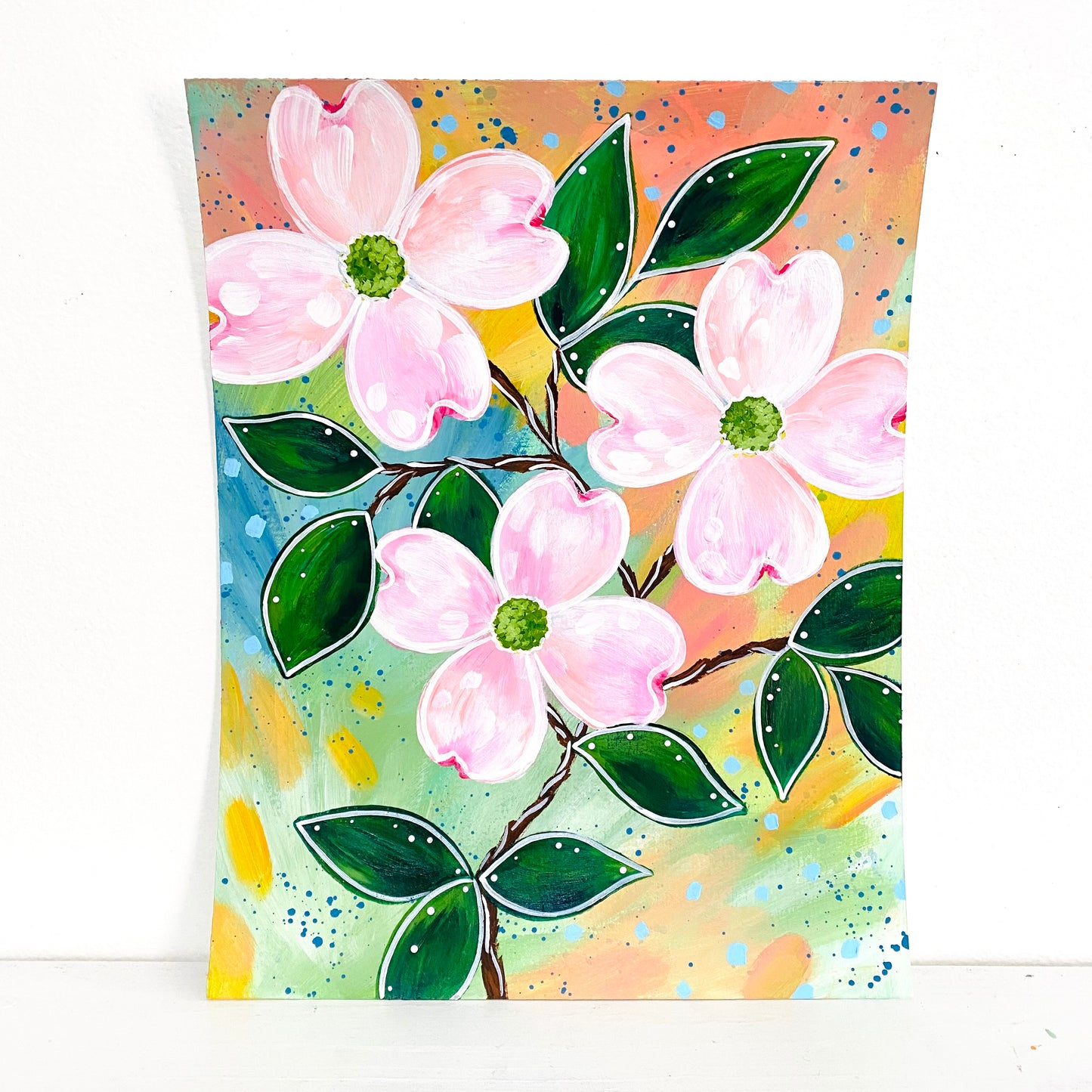 February Flowers Day 23 Dogwood 8.5x11 inch original painting