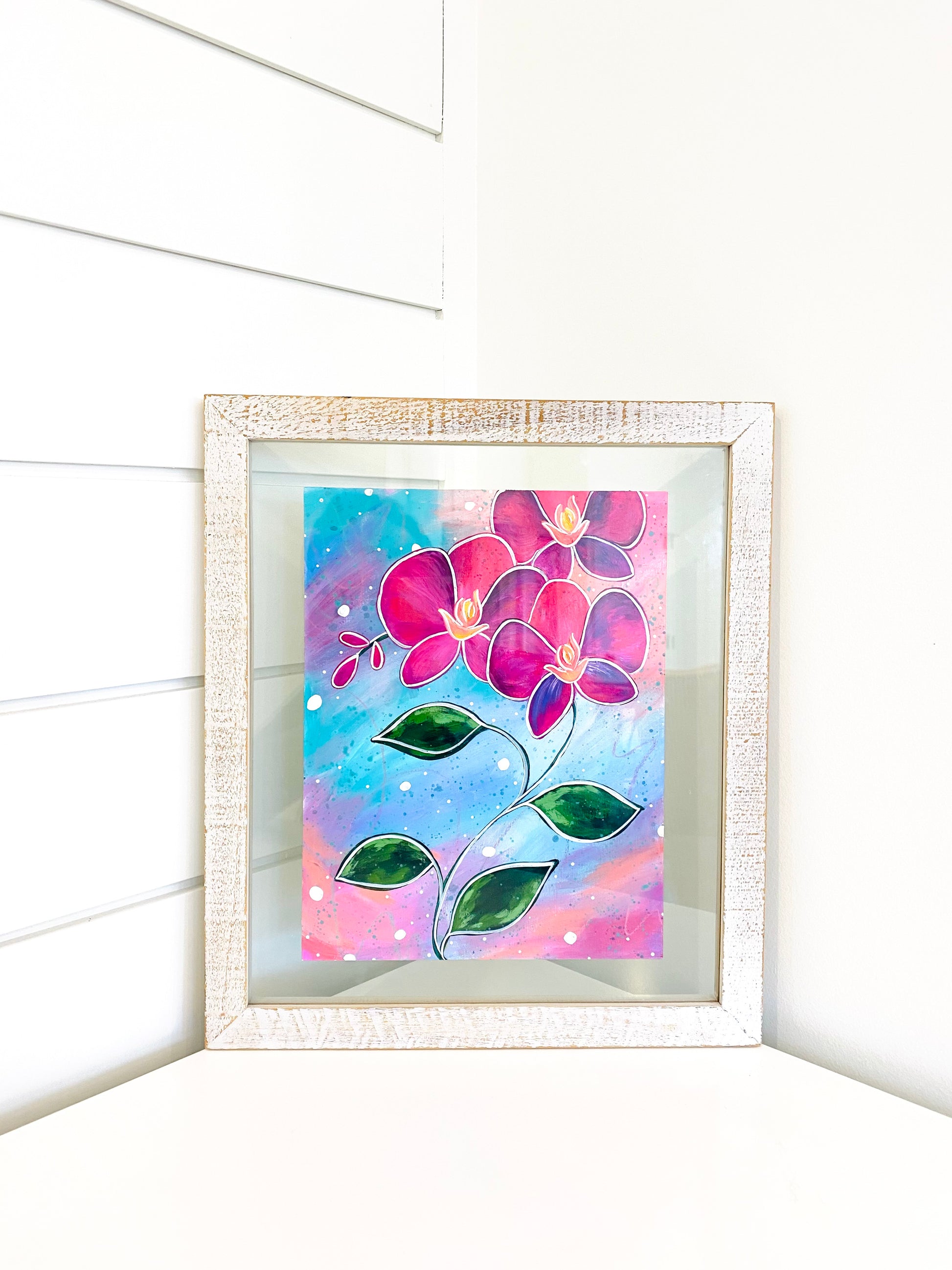 framed original orchid painting by Bethany Joy Art