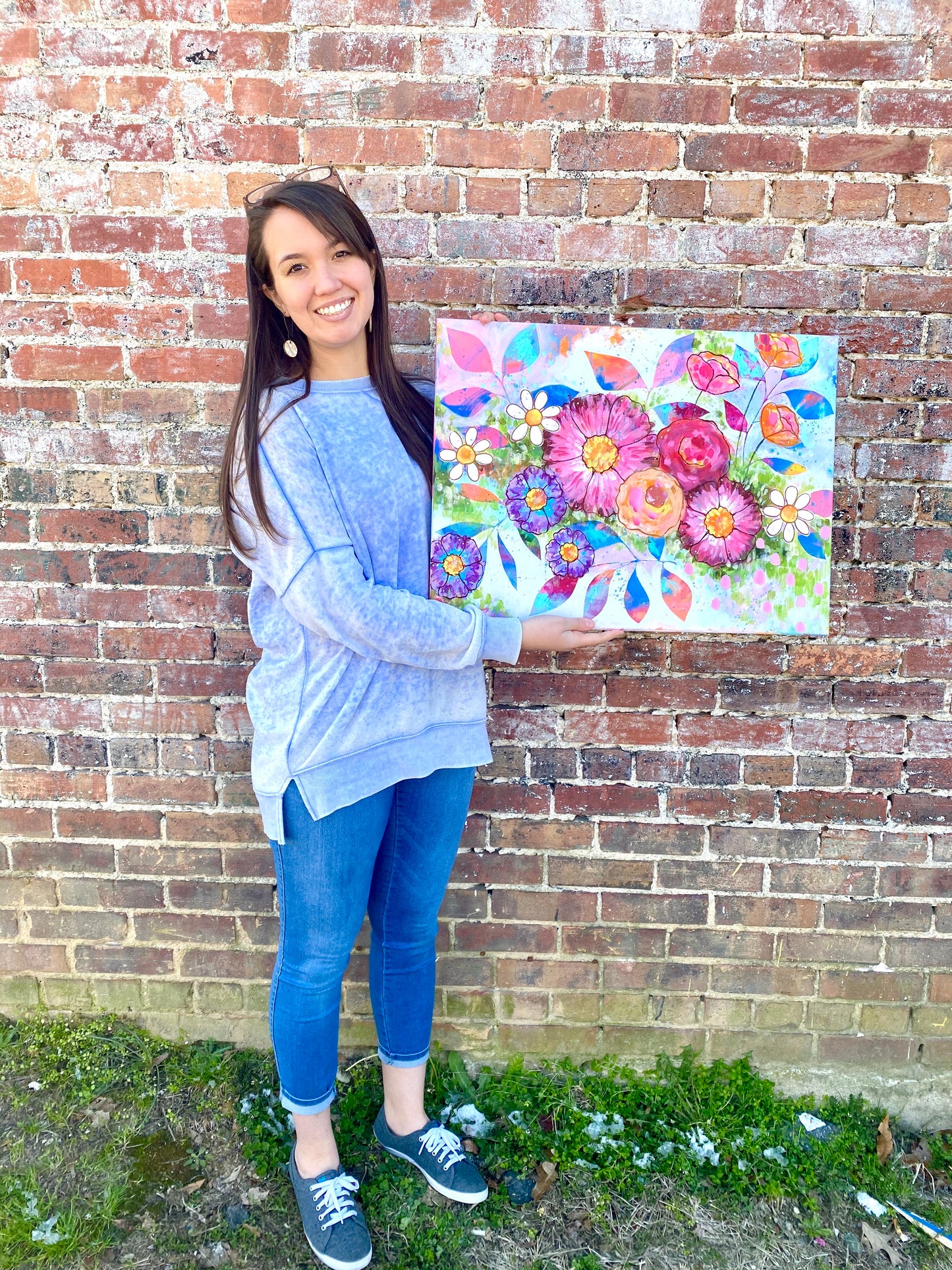 "Bloom Wildly" Floral Original Painting on 20x24 inch canvas - Bethany Joy Art