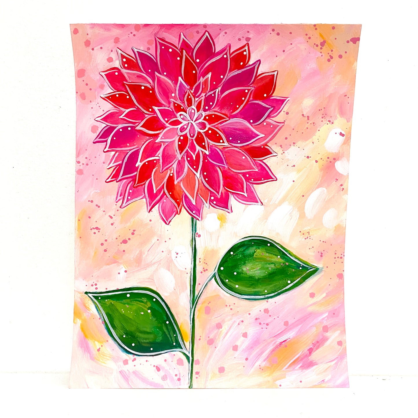 February Flowers Day 5 Dahlia 8.5x11 inch original painting