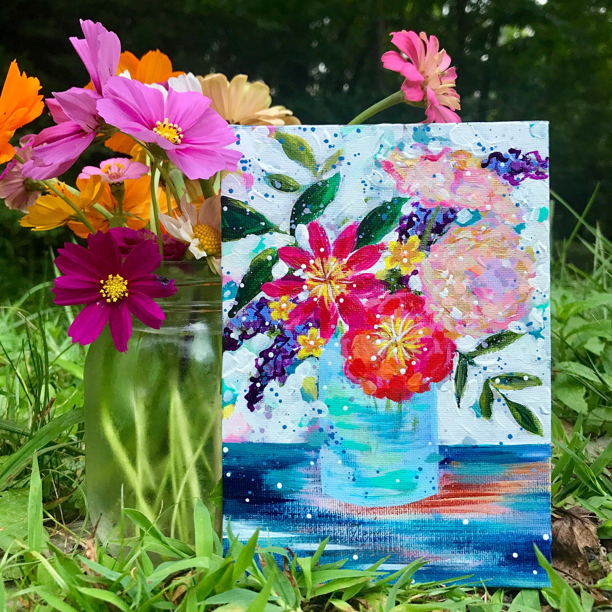 August Daily Painting Day 17 “Golden Seaside Bouquet" 5x7 inch Floral Original - Bethany Joy Art