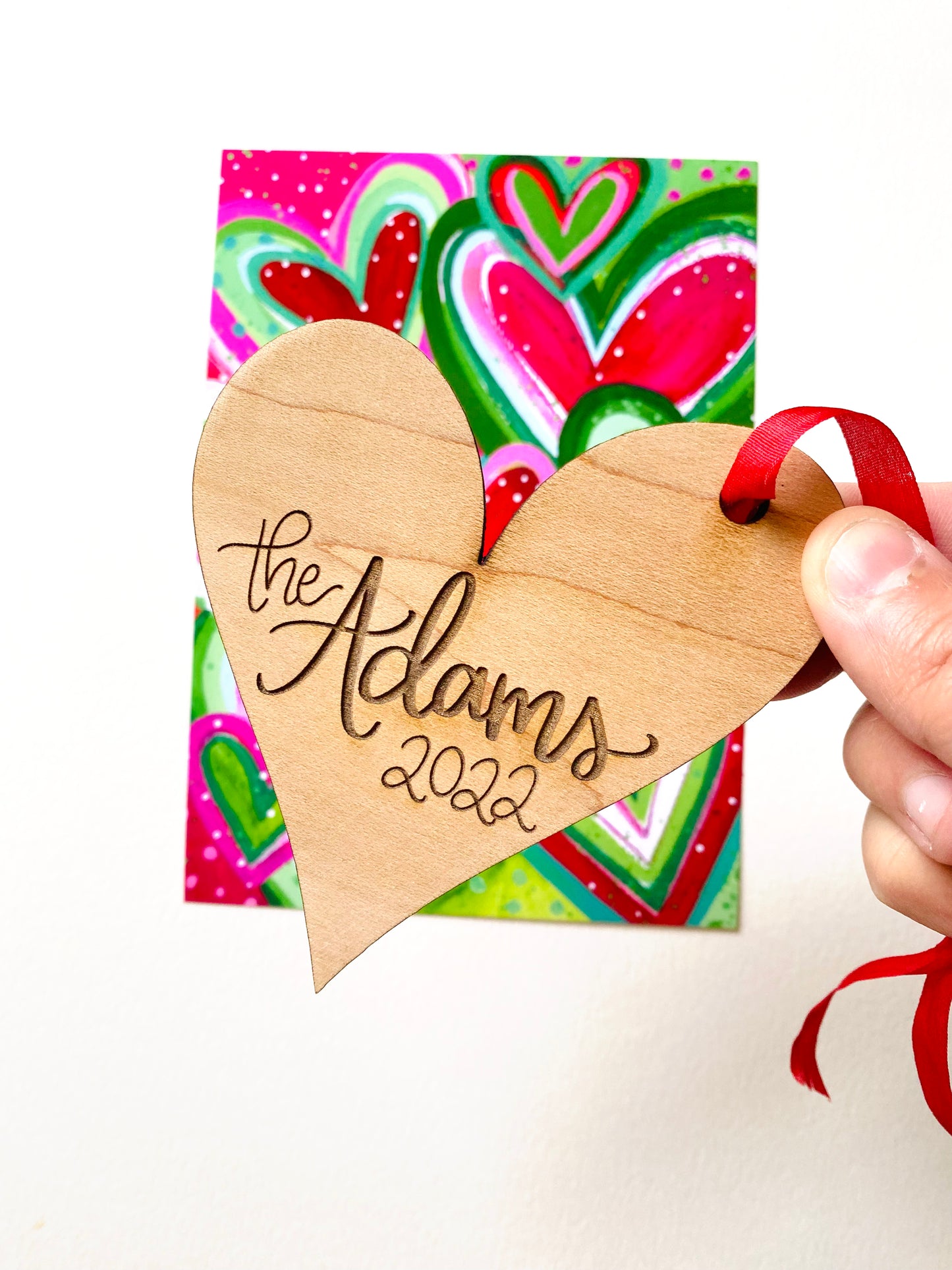 Custom Laser Engraved Heart Ornament and Christmas Heart Print BUNDLE