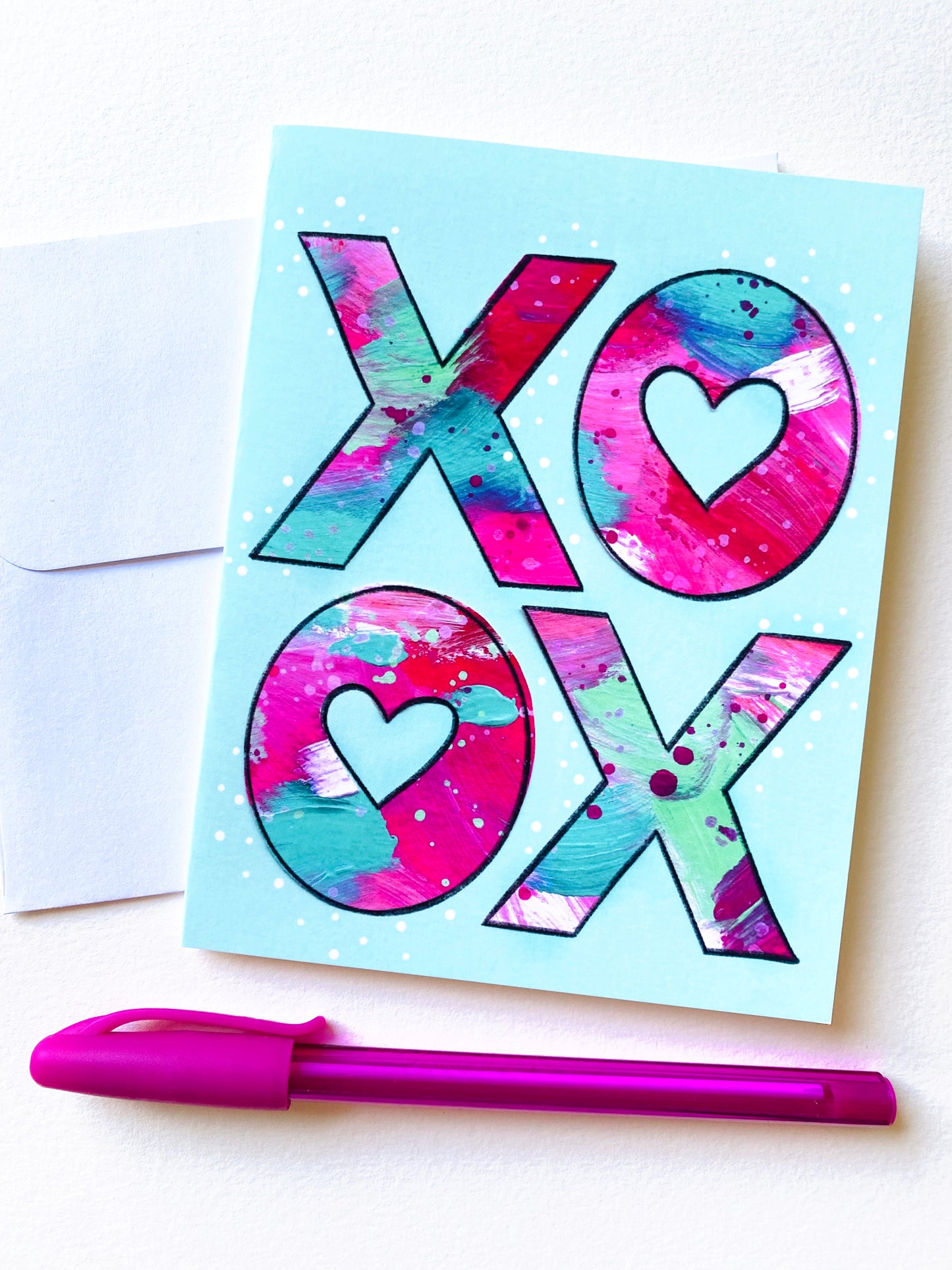 "XOXO" Valentine Card with Envelope