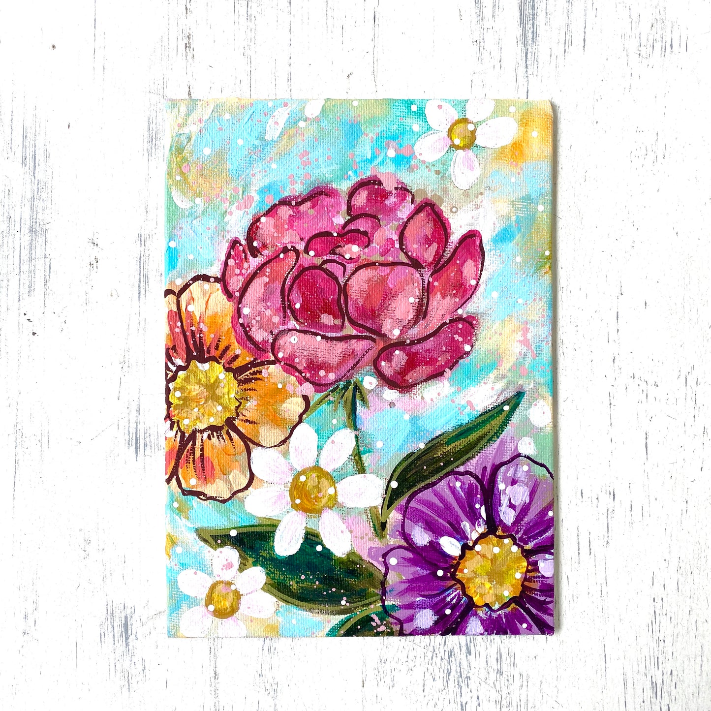 January Daily Painting Day 2 “Heart Blooms” 5x7 inch Floral Original - Bethany Joy Art