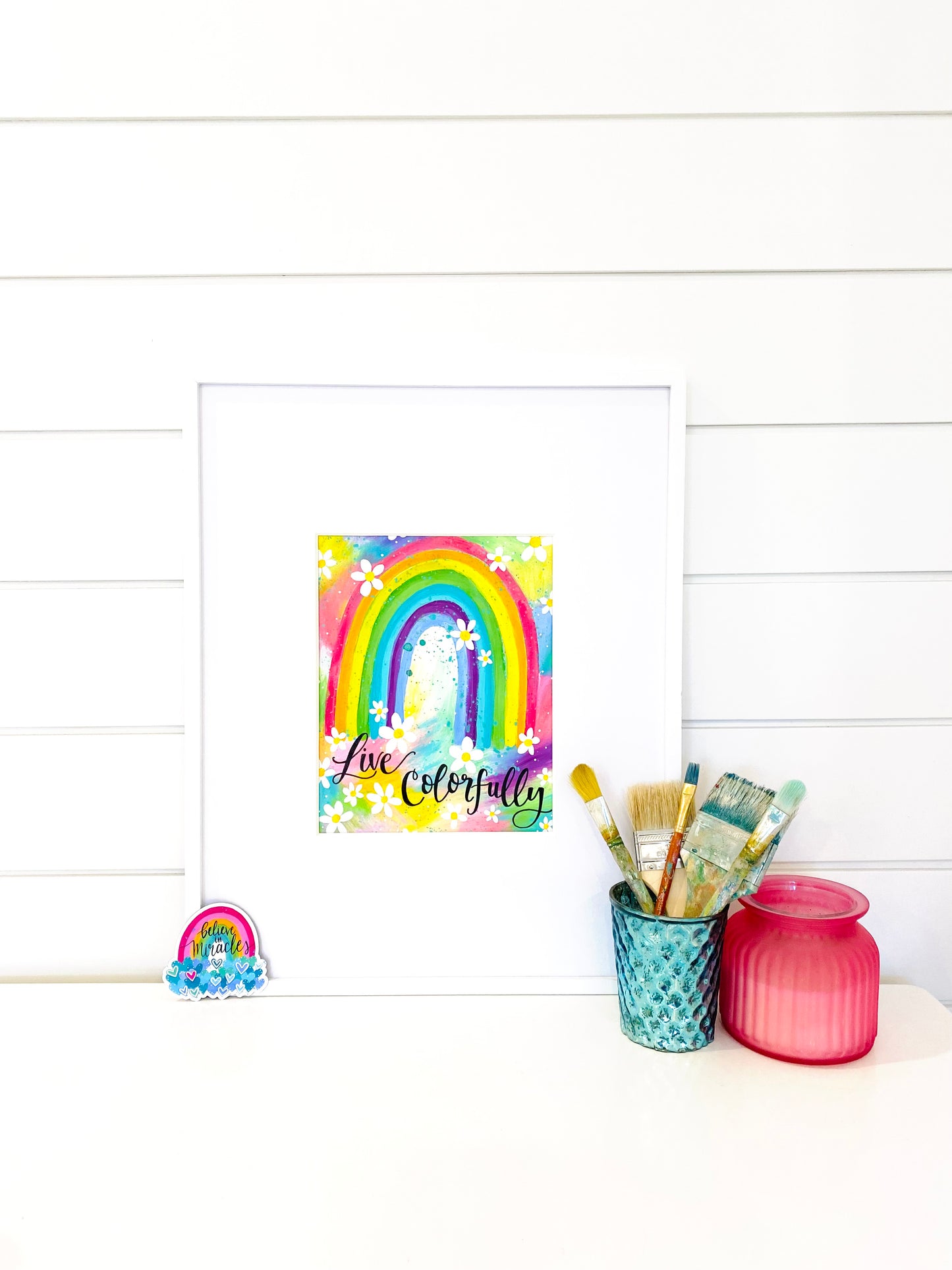 "Live Colorfully Rainbow" Bethany Joy Art Print
