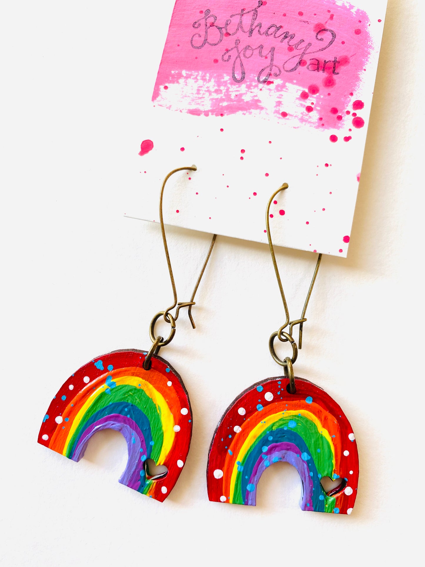 Colorful, Hand Painted, Rainbow Shaped Earrings Color Palette 6