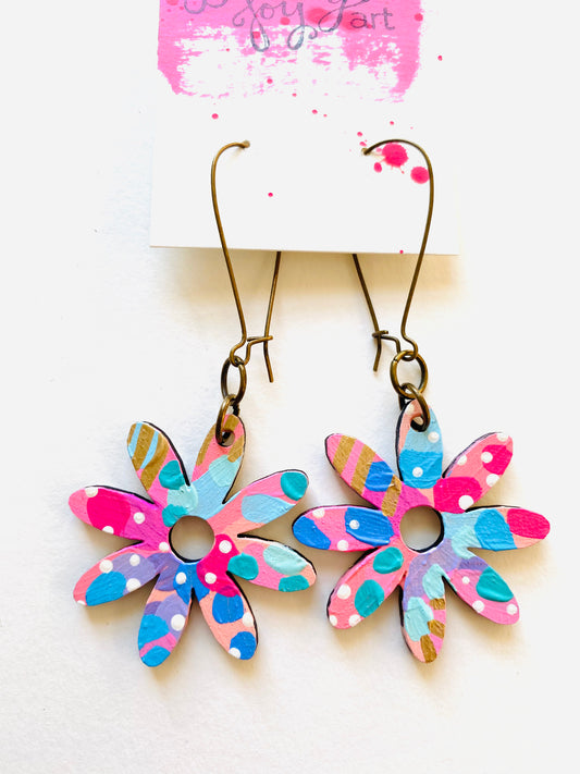 Colorful, Hand Painted Flower Earrings 38