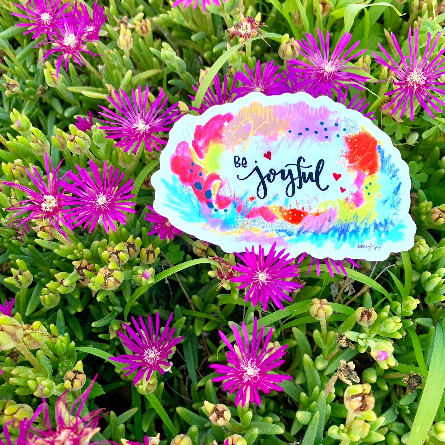 Be Joyful Sticker / Water Bottle Sticker / Bumper Sticker / Laptop Sticker - Bethany Joy Art