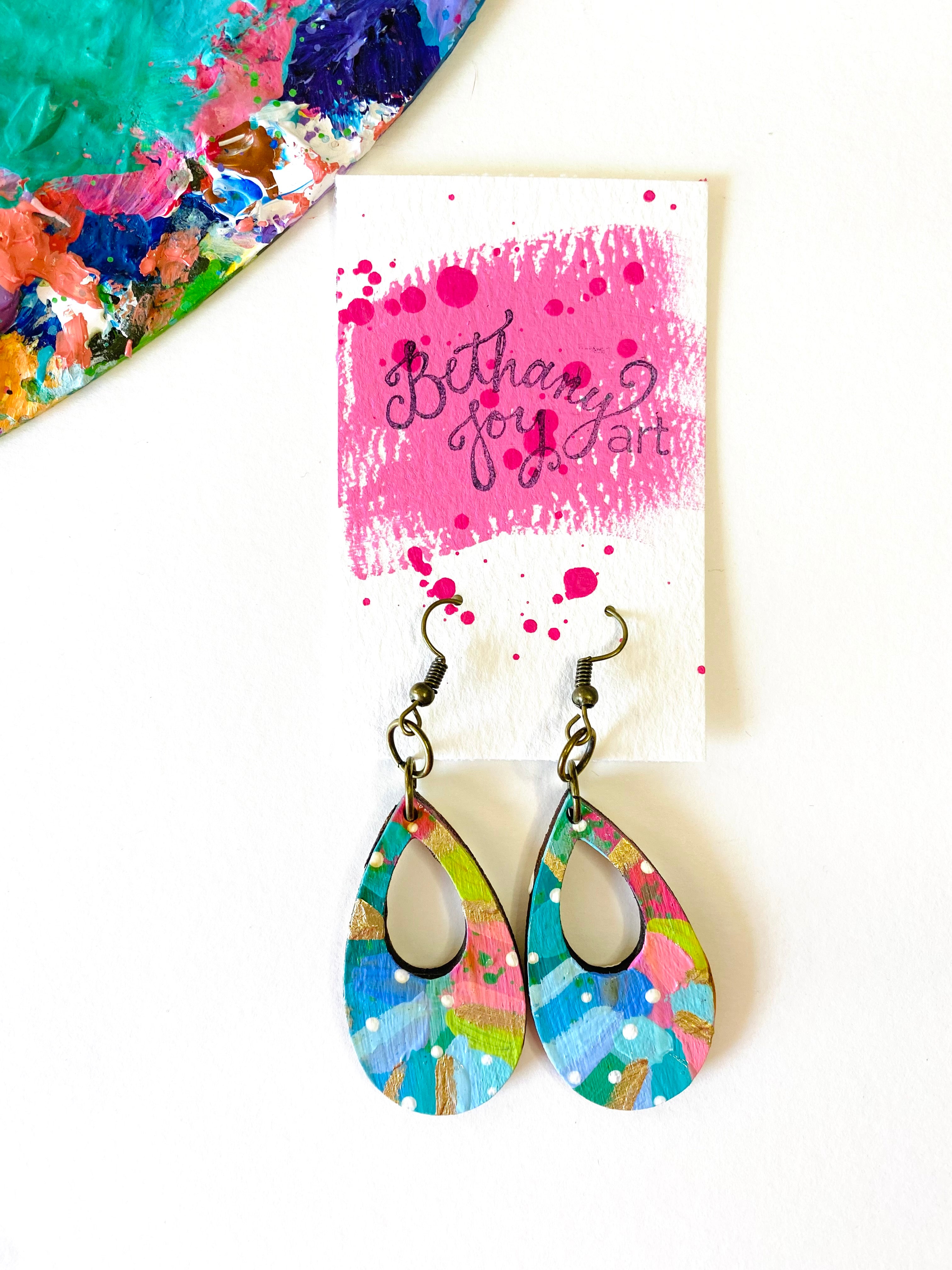 Pichwai hand painted wooden earrings by KrutiArts | The Secret Label