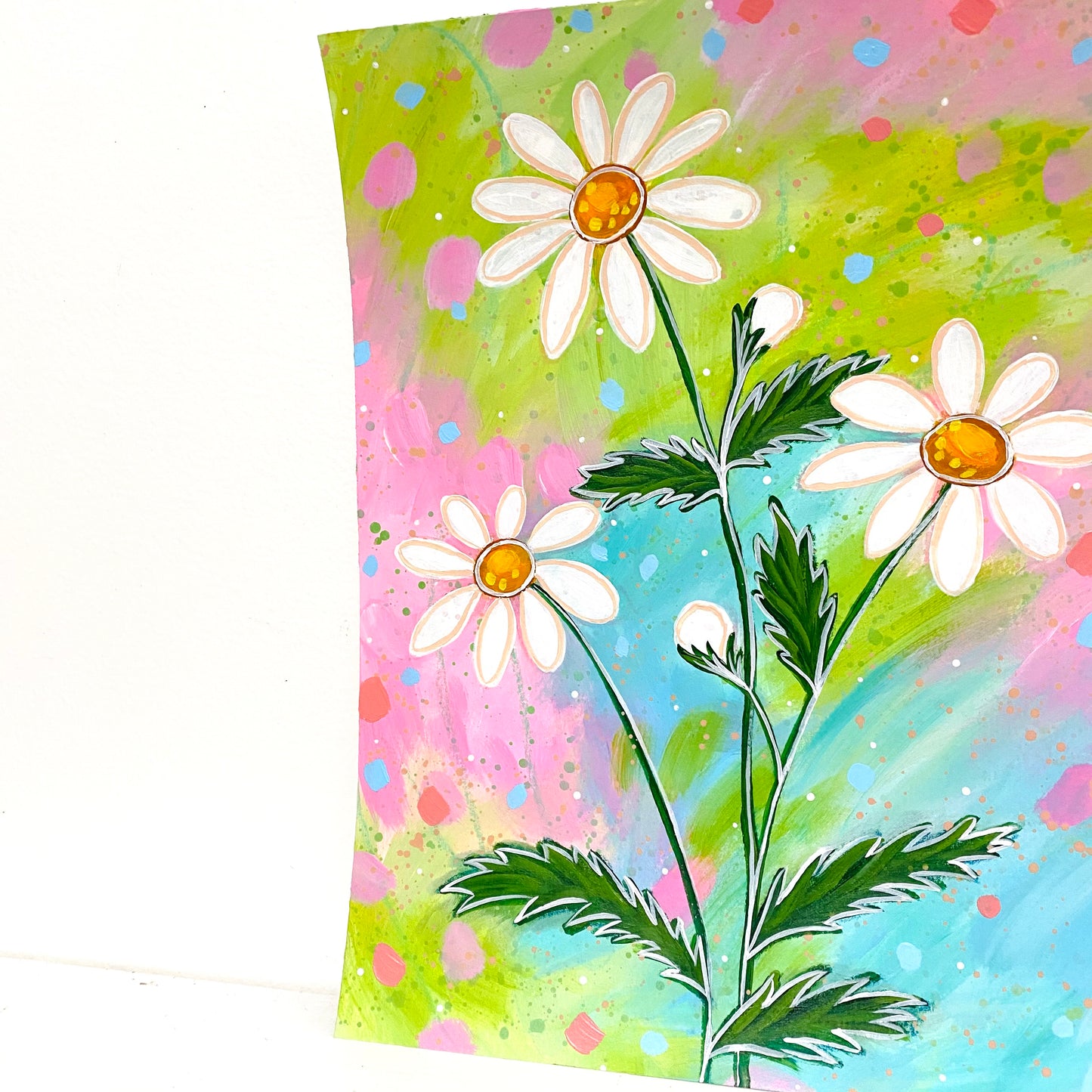 February Flowers Day 12 Daisy 8.5x11 inch original painting