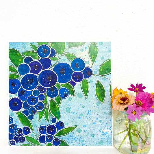 Blueberries Cute Fruits Bethany Joy Art Print